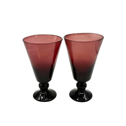 Fluted Glass Stemware (Set of 2) - Plum