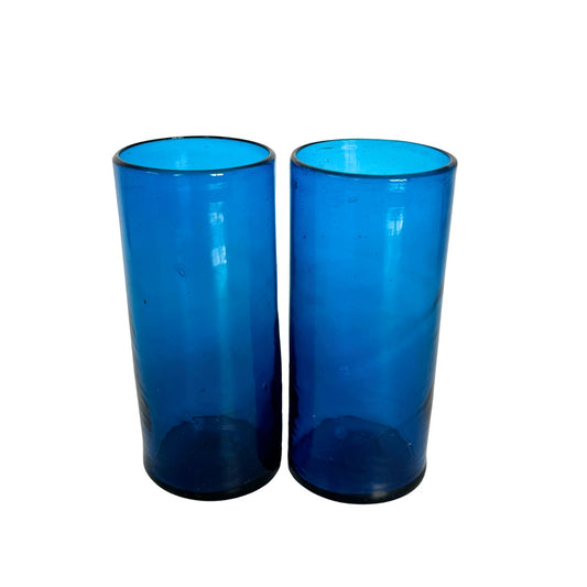 Glass Tumblers (5"), Set of 2 - Mediterranean Blue
