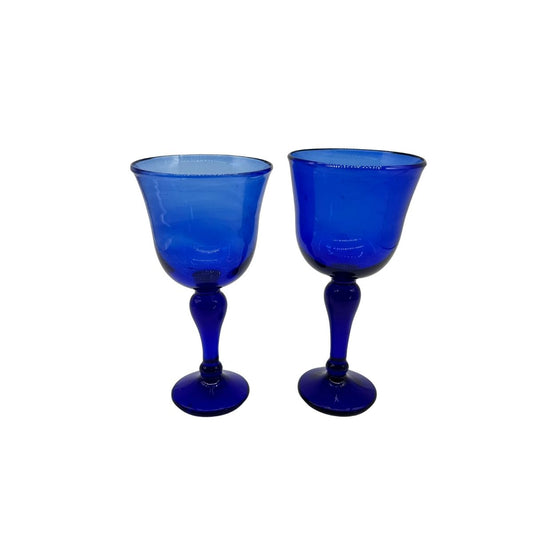 Glass Globlets, Set of 2 - Sapphire Blue