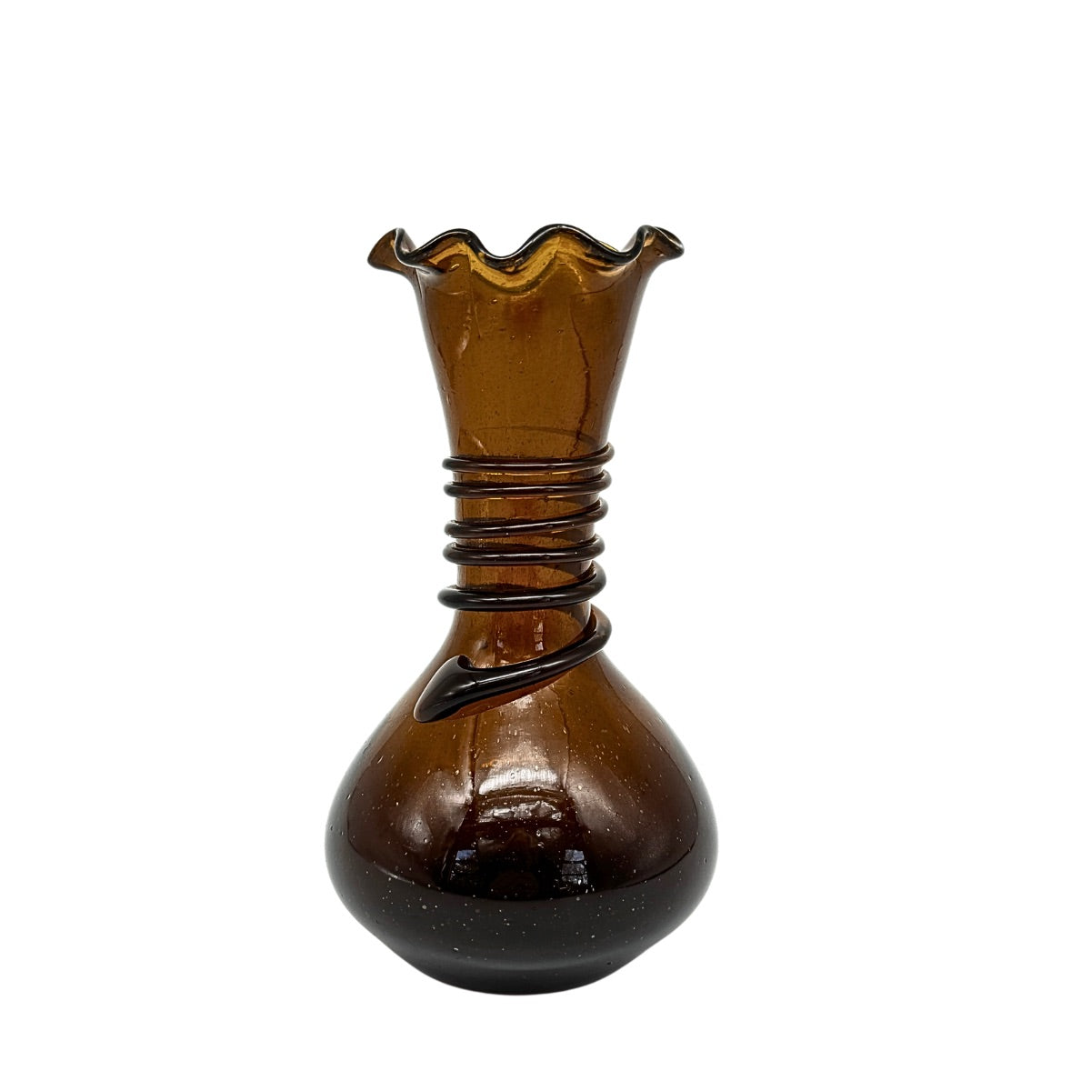 Glass Fluted Vase (7") -  Light Amber