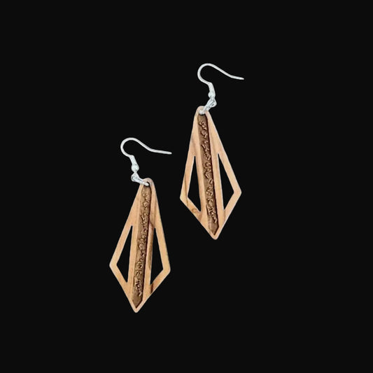 Olivewood Arabic Calligraphy Earrings "Rebel and Be..."