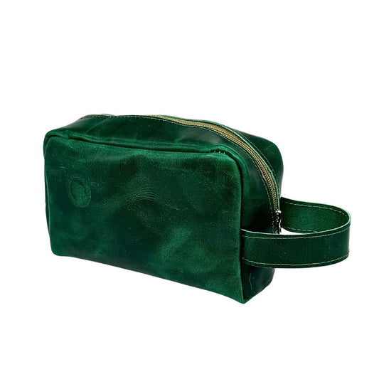Leather Toiletry Bag - Green