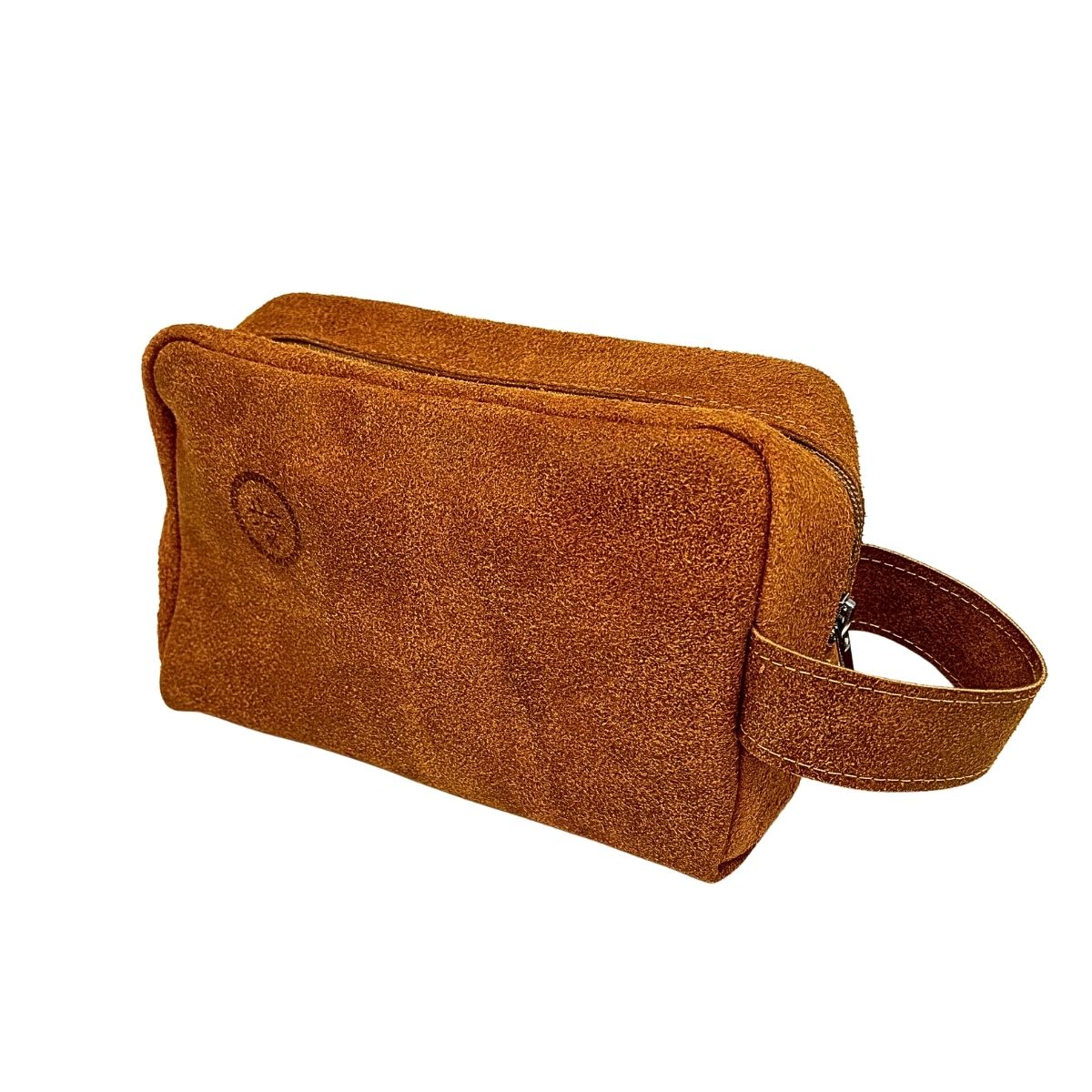 Leather Toiletry Bag - Light Brown (Suede)