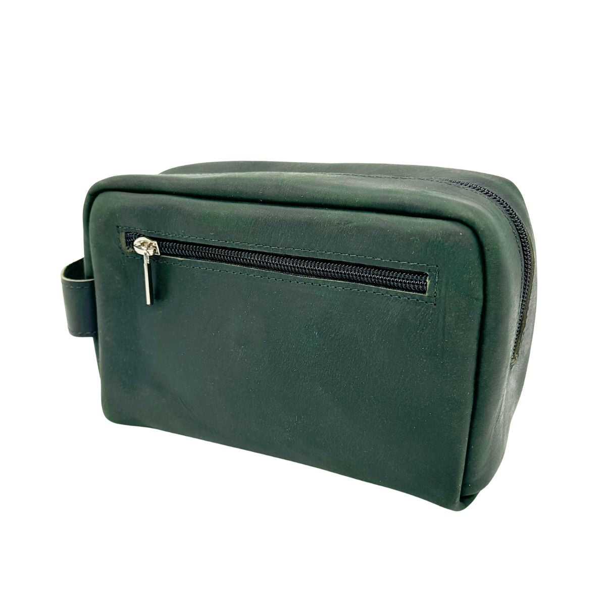 Leather Toiletry Bag - dark green