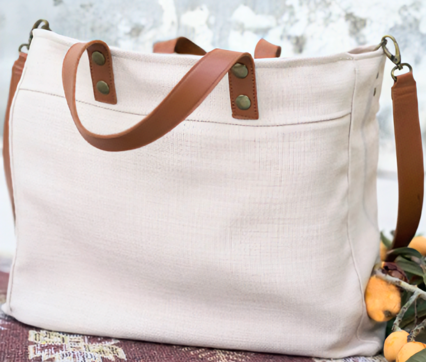 Embroidered Walid Unisex Bag - Cream