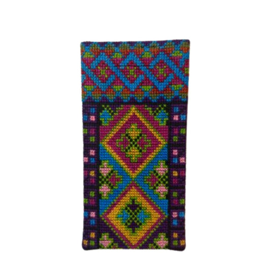 Blue Diamond Embroidered Eye Glass Case
