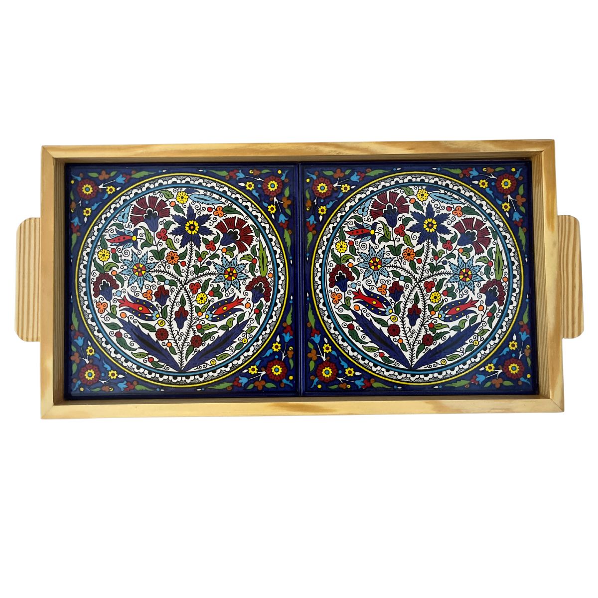 Ceramic and Wood Serving Tray