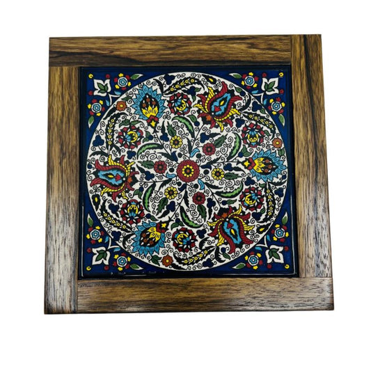 Ceramic and Wood Trivet